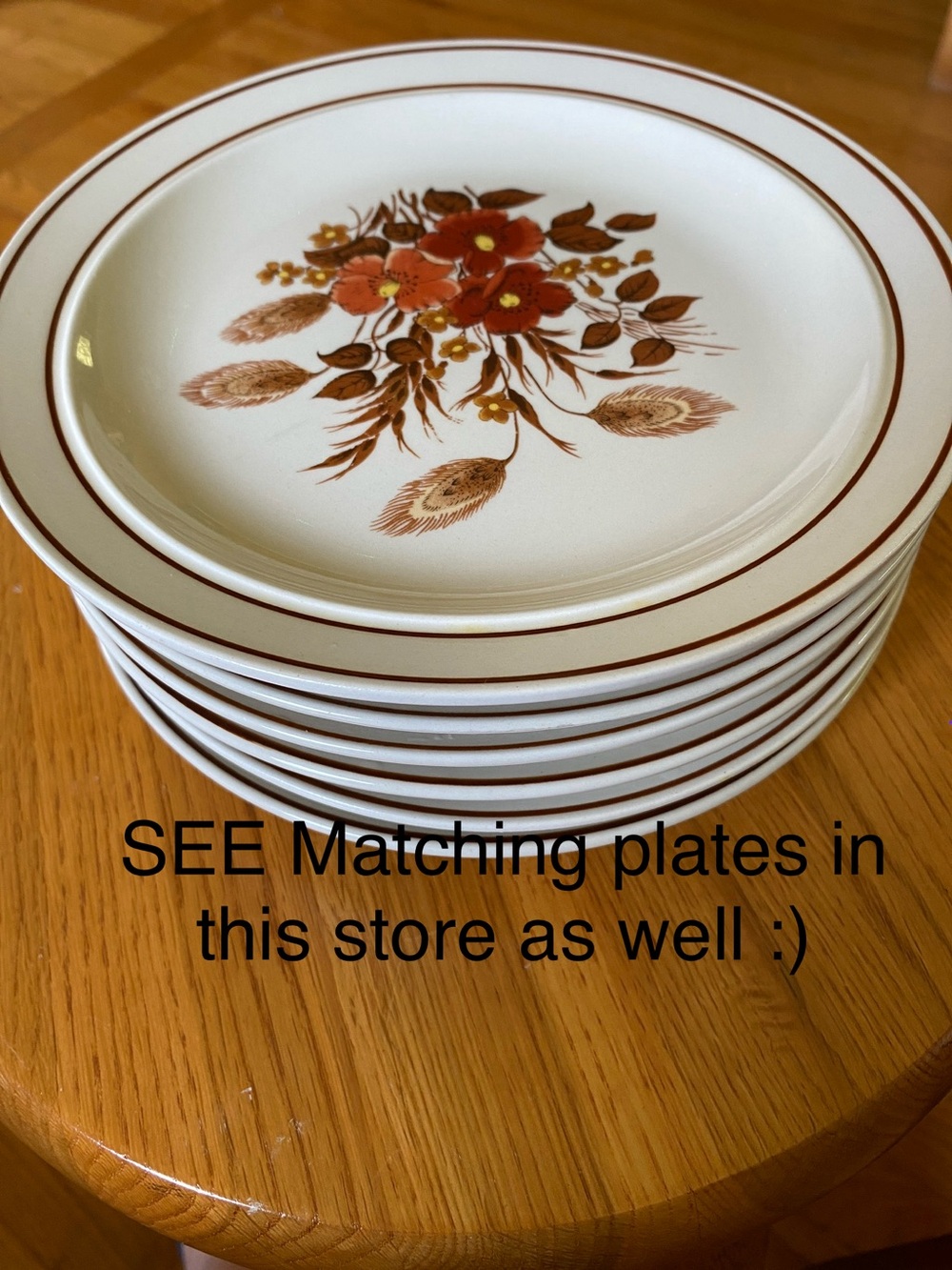 Vintage 1970’s Diamond Stoneware Cottage Core Wheat Fall Autumn Bowls - Set of 6 - Picture 6 of 6